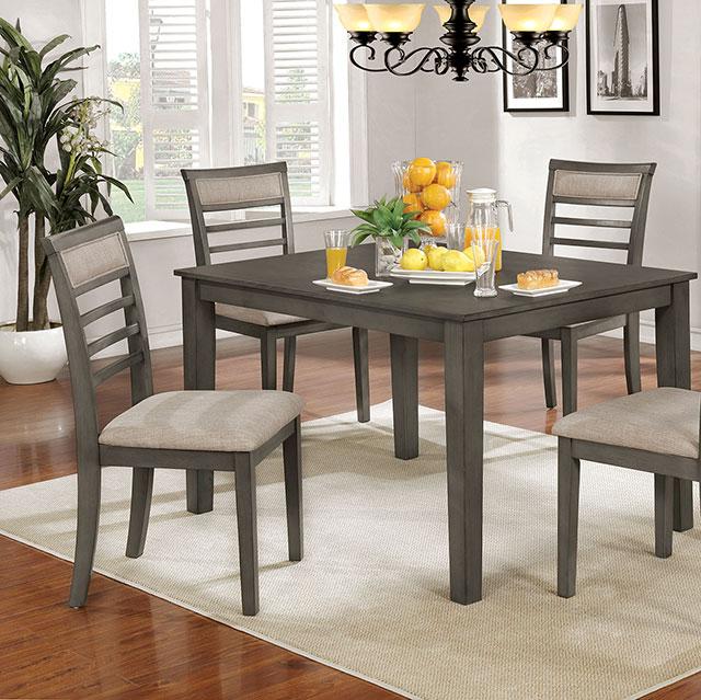 Fafnir Weathered Gray/Beige 6 Pc. Dining Table Set w/ Bench Dining Room Set FOA East