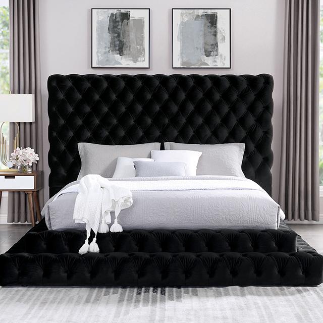 STEFANIA E.King Bed, Black Bed FOA East