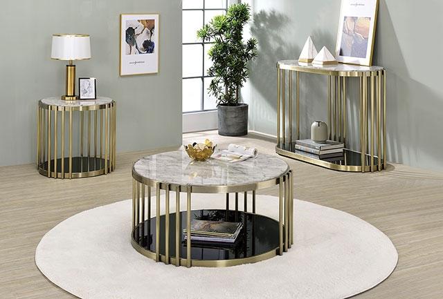 OFELIA End Table, Antique Brass/Black End Table FOA East