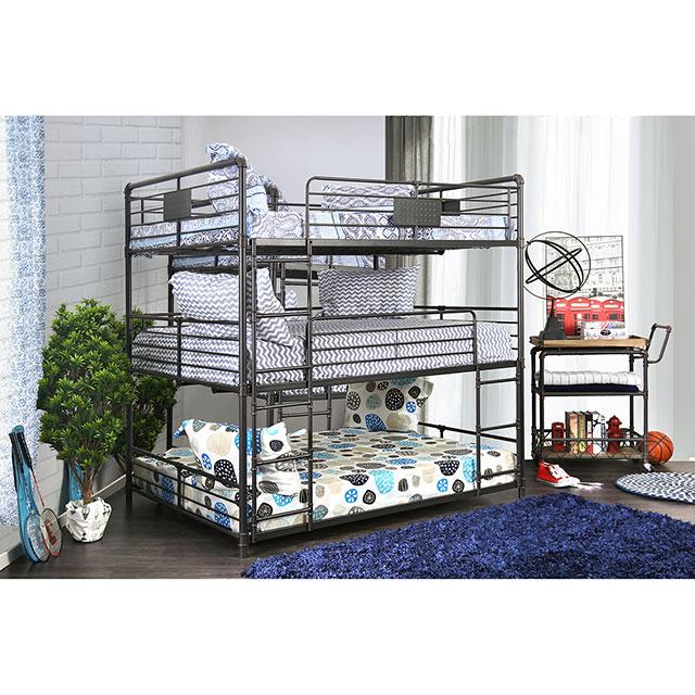 Olga I Sand Black Full/Full/Full Bunk Bed Bunk Bed FOA East