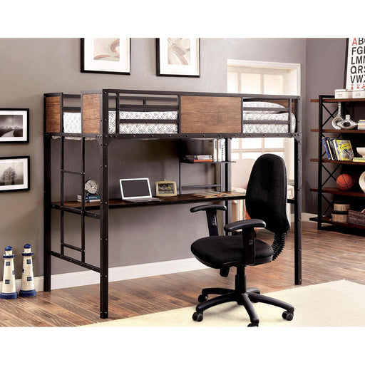 CLAPTON Black Twin Bed w/ Workstation Bed FOA East