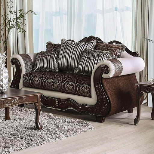 NAVARRE Loveseat, Brown/White Loveseat FOA East