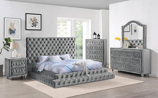 STEFANIA Queen Bed, Gray Bed FOA East