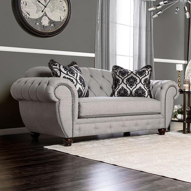 VIVIANA Gray/Black Love Seat, Gray Loveseat FOA East