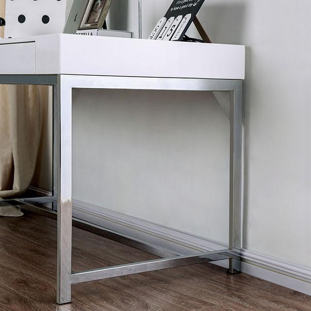 Loke White/Chrome Computer Desk Desk FOA East