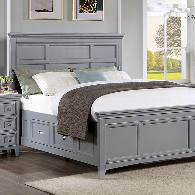 CASTLILE Queen Bed, Gray Bed FOA East