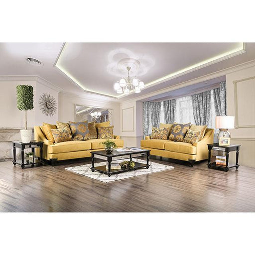 Viscontti Gold/Gray Sofa, Gold Sofa FOA East