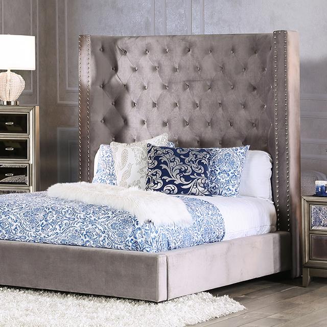 ROSABELLE E.King Bed, Gray Bed FOA East