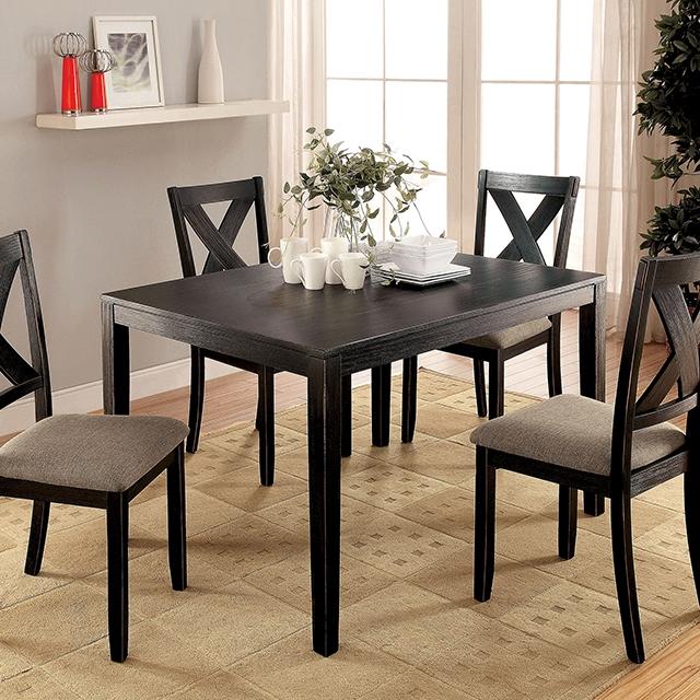 GLENHAM Brushed Black/Gray 5 Pc. Dining Table Set Dining Room Set FOA East