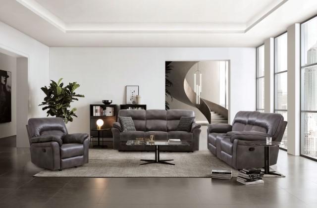 JOSIAS Loveseat, Dark Gray Leatherette Loveseat FOA East