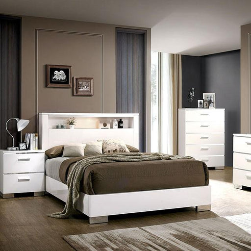 Malte White Queen Bed Bed FOA East