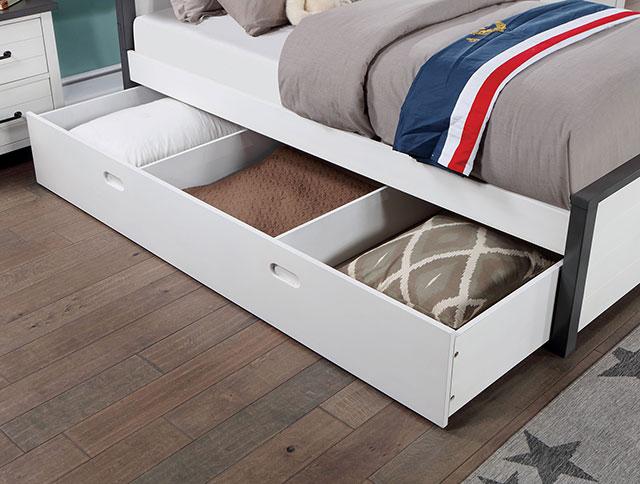 PRIAM Full Bed, White/Gray Bed FOA East