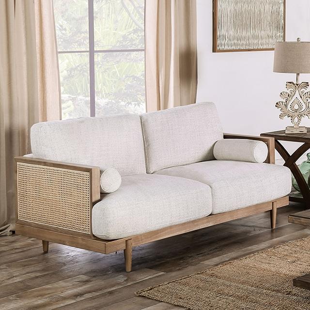 ALESUND Loveseat, Beige/Light Oak Loveseat FOA East