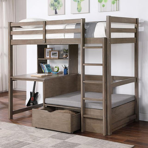 CALLISTUS Twin/Workstation Loft Bed, W. Gray Loft Bed FOA East