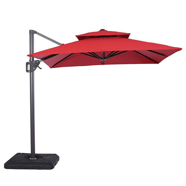 Fida 8 Ft Square Umbrella w/ Double Top + 37" Large Base Outdoor Accessories FOA East