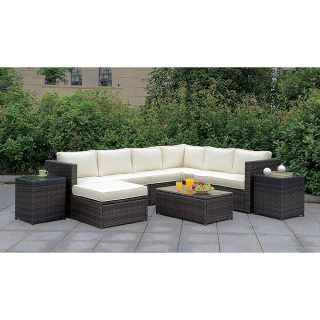 Ilona Brown/Beige Ottoman Outdoor Seating FOA East