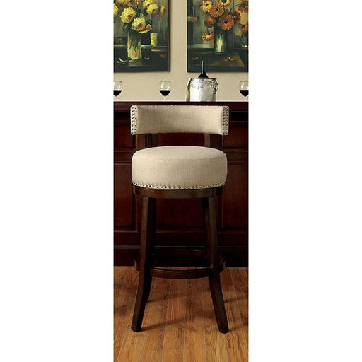 LYNSEY Dark Oak/Beige 24" Bar Stool Barstool FOA East