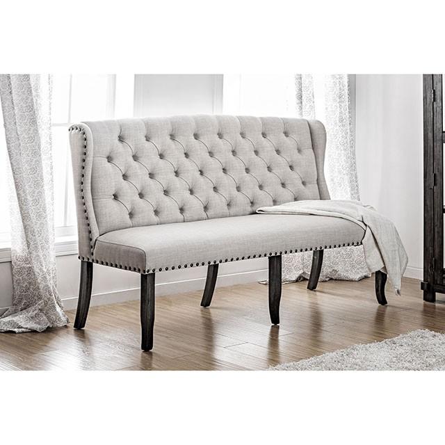 SANIA 3-Seater Loveseat Bench, Ivory Loveseat FOA East