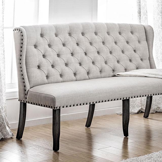 SANIA 3-Seater Loveseat Bench, Ivory Loveseat FOA East