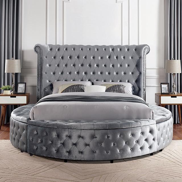 SANSOM Queen Bed, Gray Bed FOA East