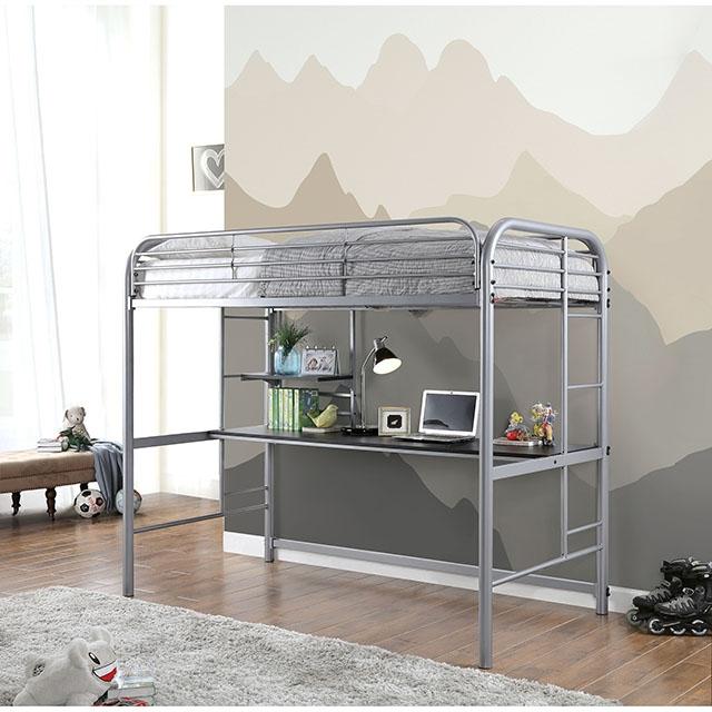 Opal Iii Silver Twin Loft Bed Bed FOA East