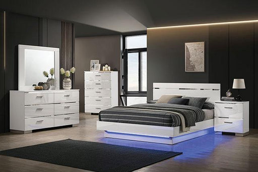 ERLACH Queen Bed, White/Chrome Bed FOA East