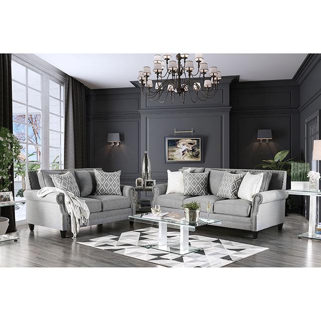 Giovanni Gray Love Seat Loveseat FOA East