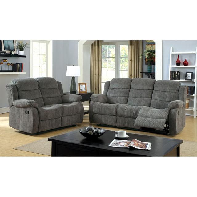 MILLVILLE Gray Love Seat w/ 2 Recliners Loveseat FOA East