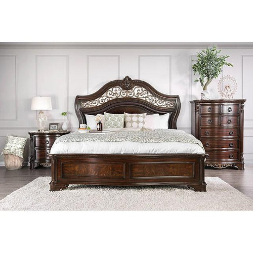 Menodora Brown Cherry Queen Bed Bed FOA East