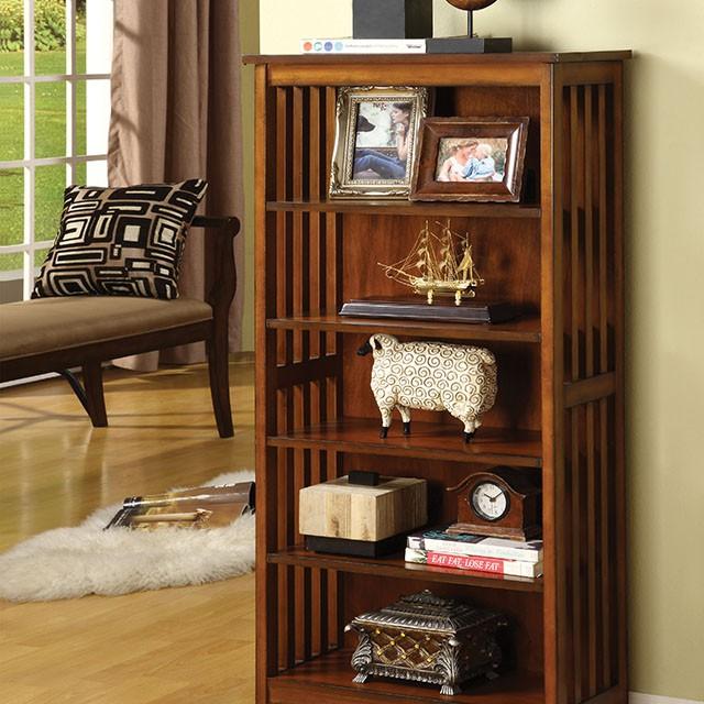 Valencia I Antique Oak Media Shelf Bookcase FOA East