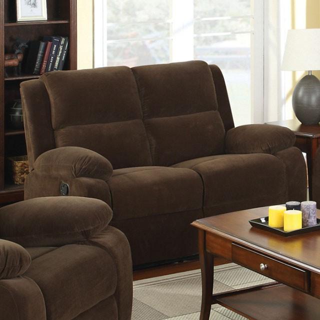 Haven Dark Brown Love Seat w/ 2 Recliners Loveseat FOA East