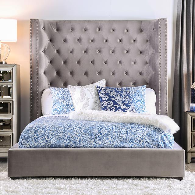 ROSABELLE Queen Bed, Gray Bed FOA East