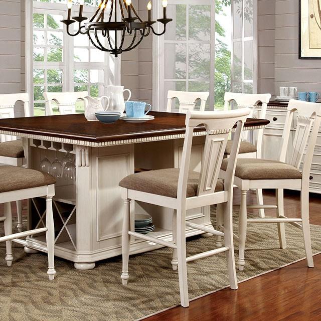 SABRINA Off White/Cherry Counter Ht. Table, Cherry & White Dining Table FOA East