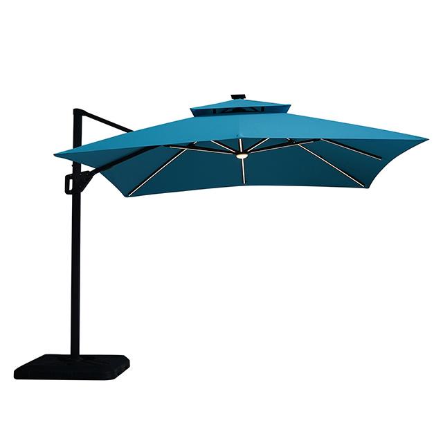 Sano 10 Ft Square Umbrella w/ Double Top w/ LED + 37" Large Base Outdoor Accessories FOA East