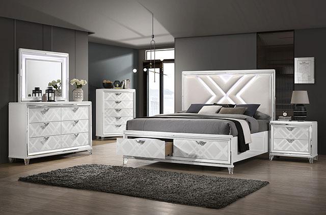 EMMELINE Queen Bed, White Bed FOA East