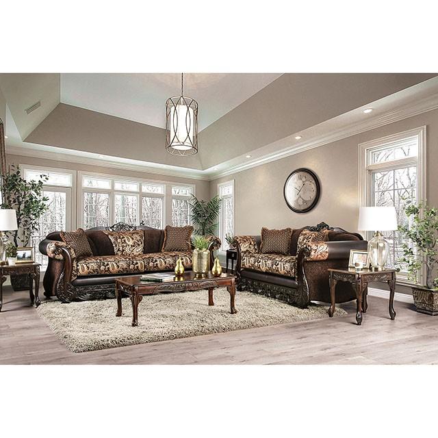 Newdale Brown/Gold Love Seat Loveseat FOA East