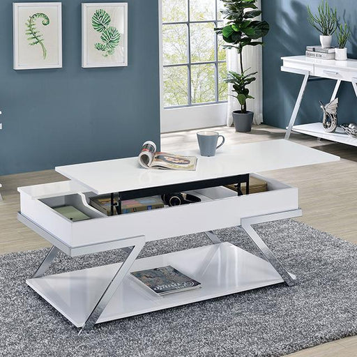 TITUS Coffee Table, White/Chrome Coffee Table FOA East