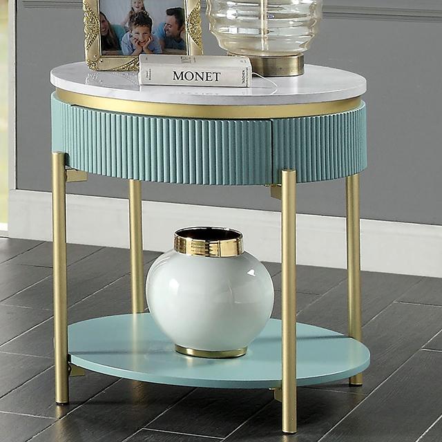 KOBLENZ End Table, Light Teal End Table FOA East