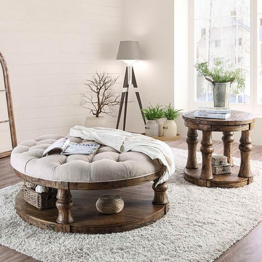 Mika Antique Oak Coffee Table w/ Cushion Top Coffee Table FOA East