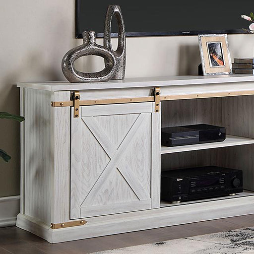 BORREGO TV Stand, Antique White TV Stand FOA East