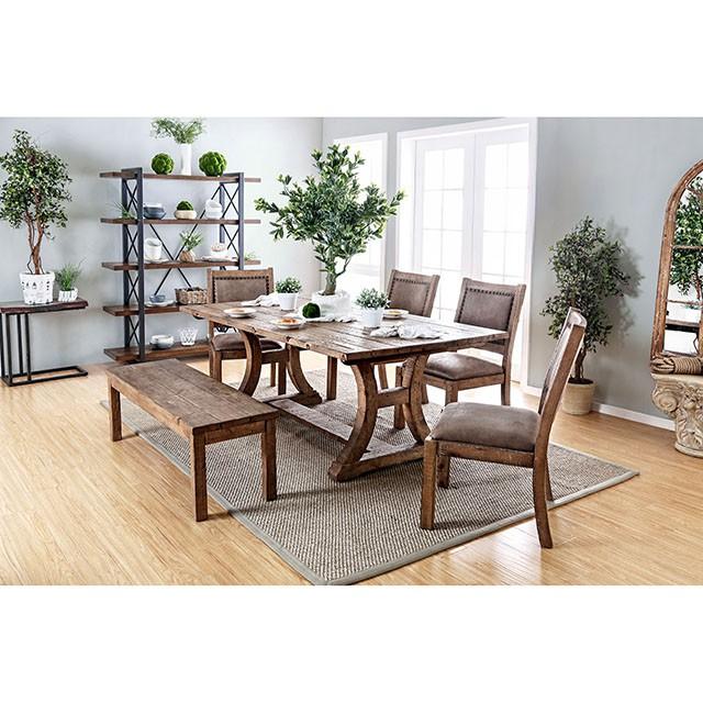 GIANNA Rustic Oak 77" Dining Table Dining Table FOA East