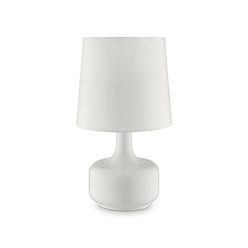 Farah White 17"H Glossy White Table Lamp Table Lamp FOA East