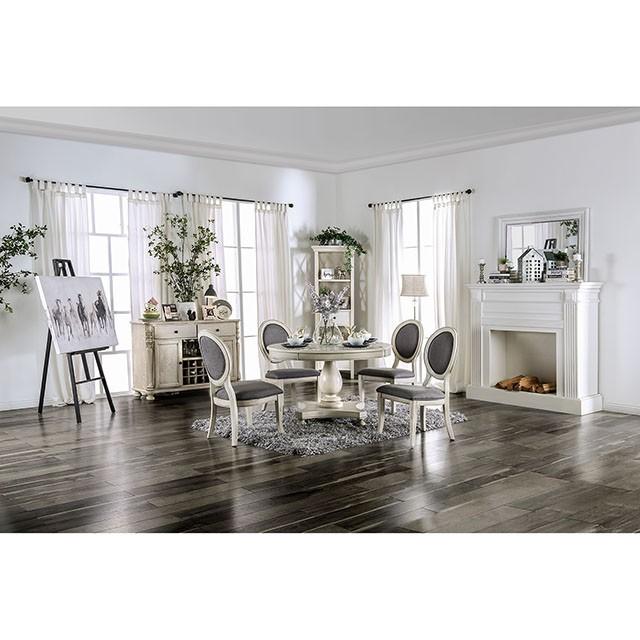 Kathryn Antique White Round Dining Table, Antique White Dining Table FOA East