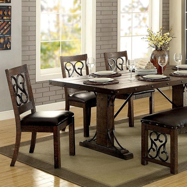 PAULINA Rustic Walnut Dining Table Dining Table FOA East