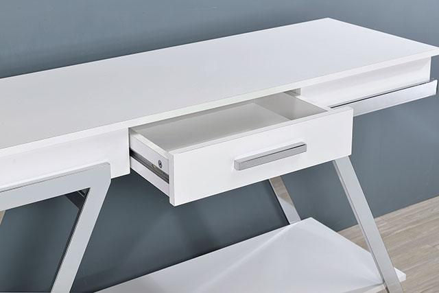 TITUS Sofa Table, White/Chrome Sofa FOA East