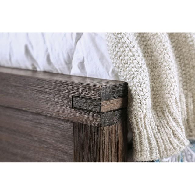 Rexburg Wire-Brushed Rustic Brown E.King Bed Bed FOA East