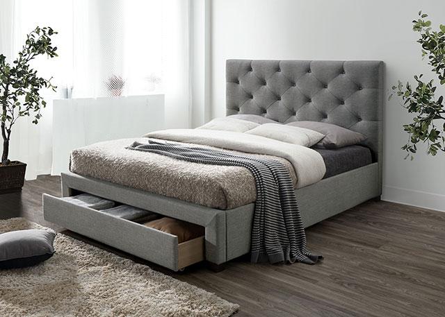 SYBELLA Queen Bed, Gray Bed FOA East