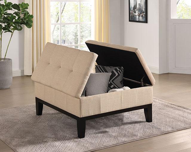 FAZIO Storage Ottoman, Beige Ottoman FOA East