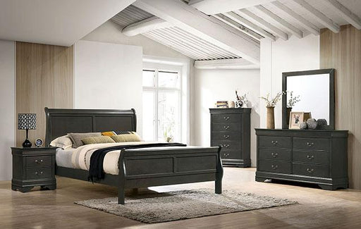 LOUIS PHILIPPE Cal.King Bed, Gray Bed FOA East