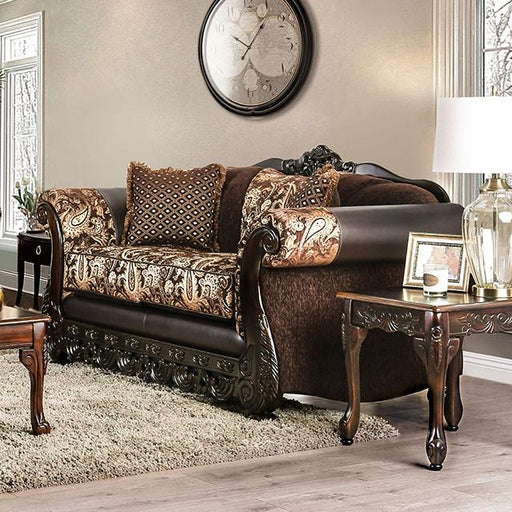 Newdale Brown/Gold Love Seat Loveseat FOA East